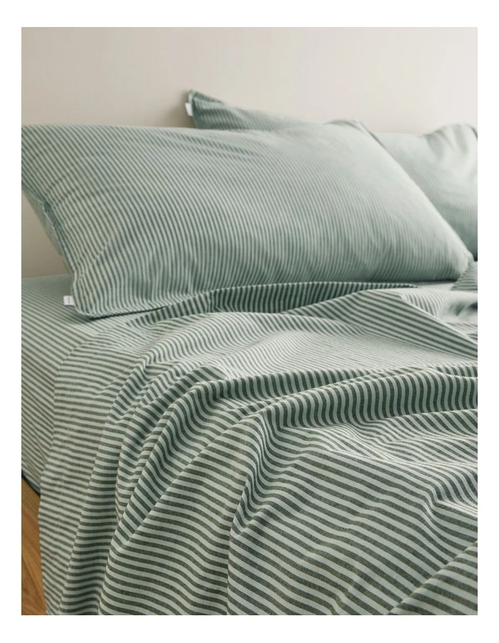 Brae Australian Cotton Stripe Queen Flat Sheet in Ripple image 1
