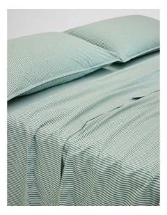 Brae Australian Cotton Stripe Queen Flat Sheet in Ripple