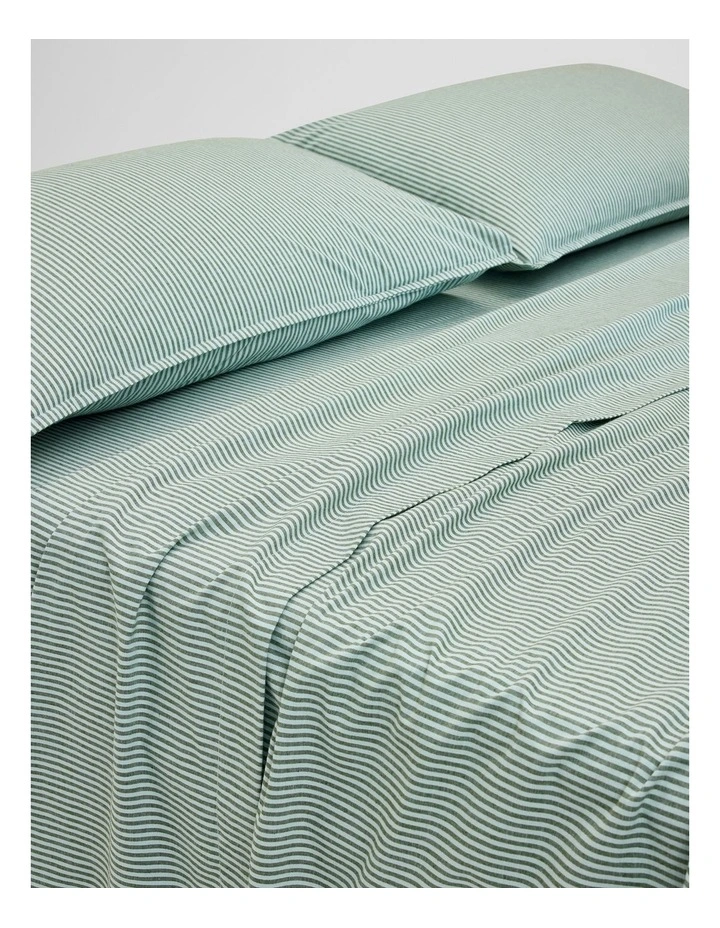 Brae Australian Cotton Stripe Queen Flat Sheet in Ripple image 1