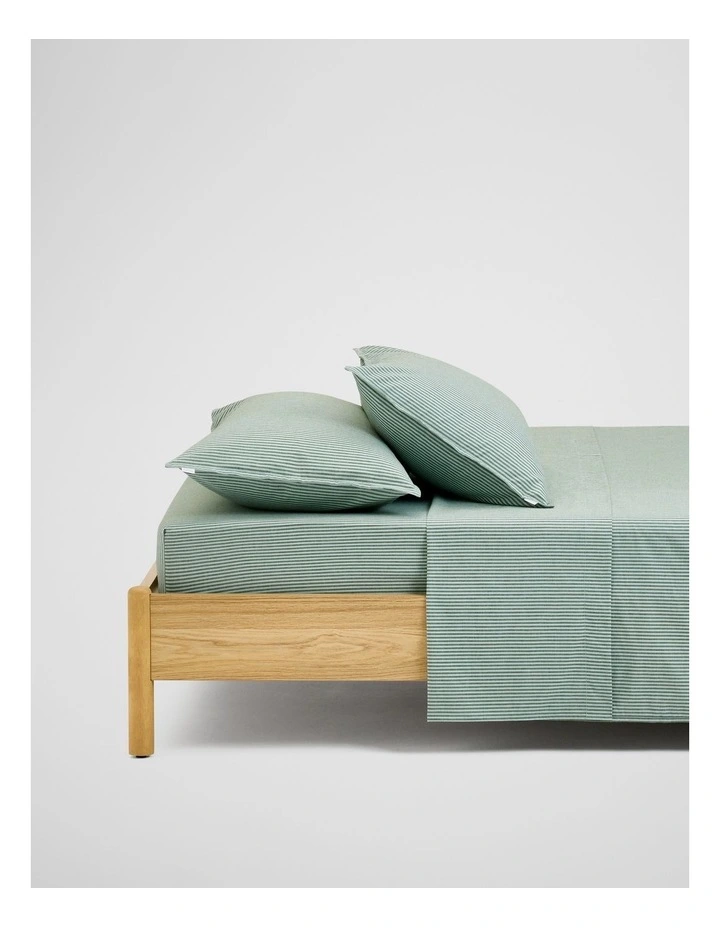 Brae Australian Cotton Stripe Queen Flat Sheet in Ripple image 2