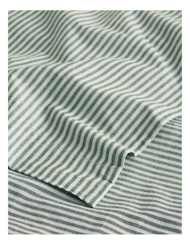 Brae Australian Cotton Stripe Queen Flat Sheet in Ripple image 3