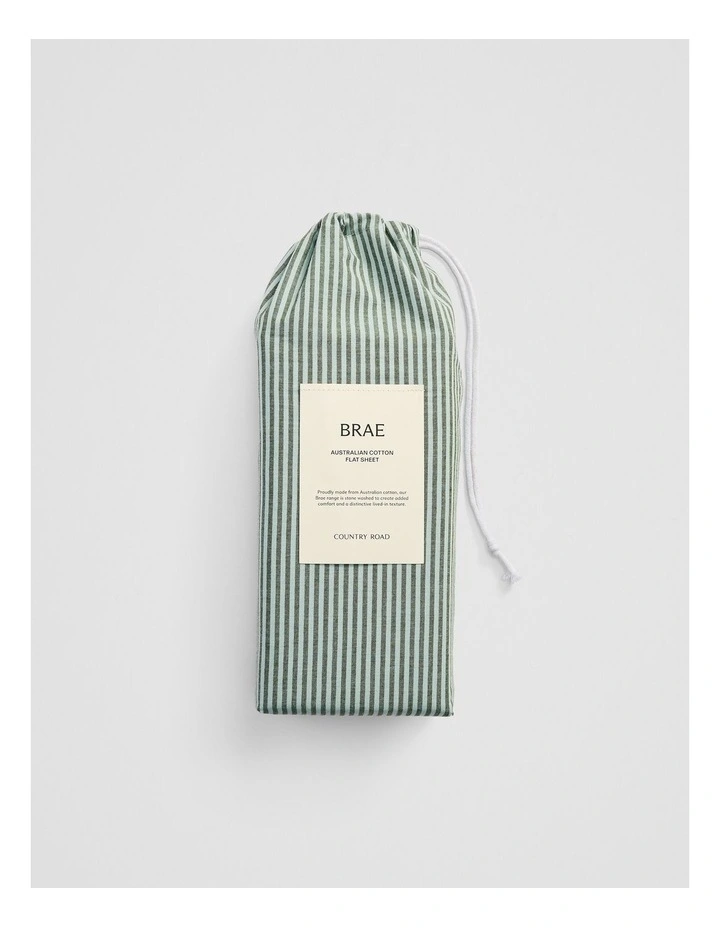 Brae Australian Cotton Stripe Queen Flat Sheet in Ripple image 4