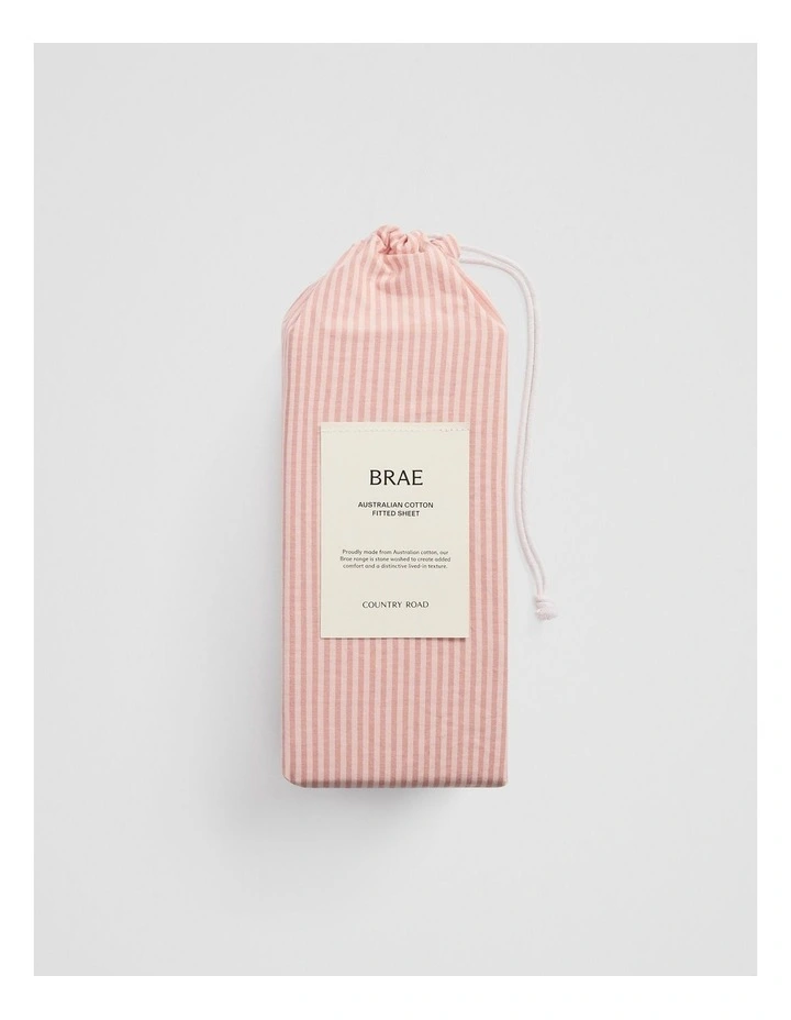 Brae Australian Cotton Stripe King Fit Sheet in Auburn image 4