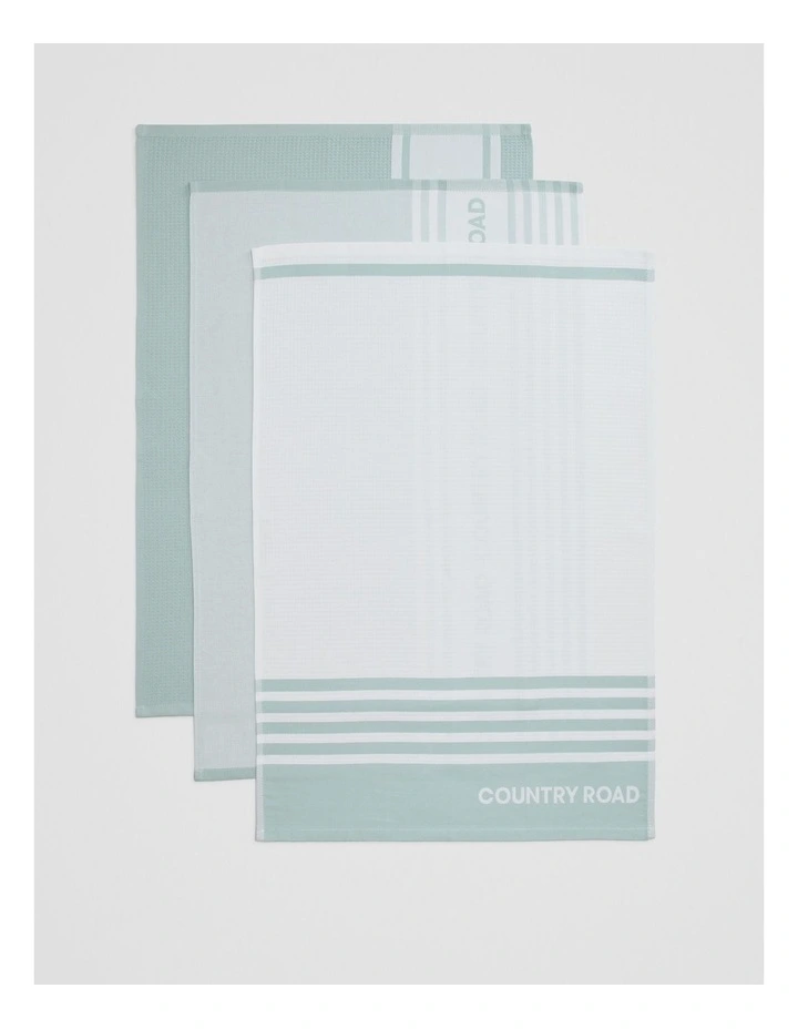 Aeri Australian Cotton Tea Towel Pack Of 3 in Ripple image 3