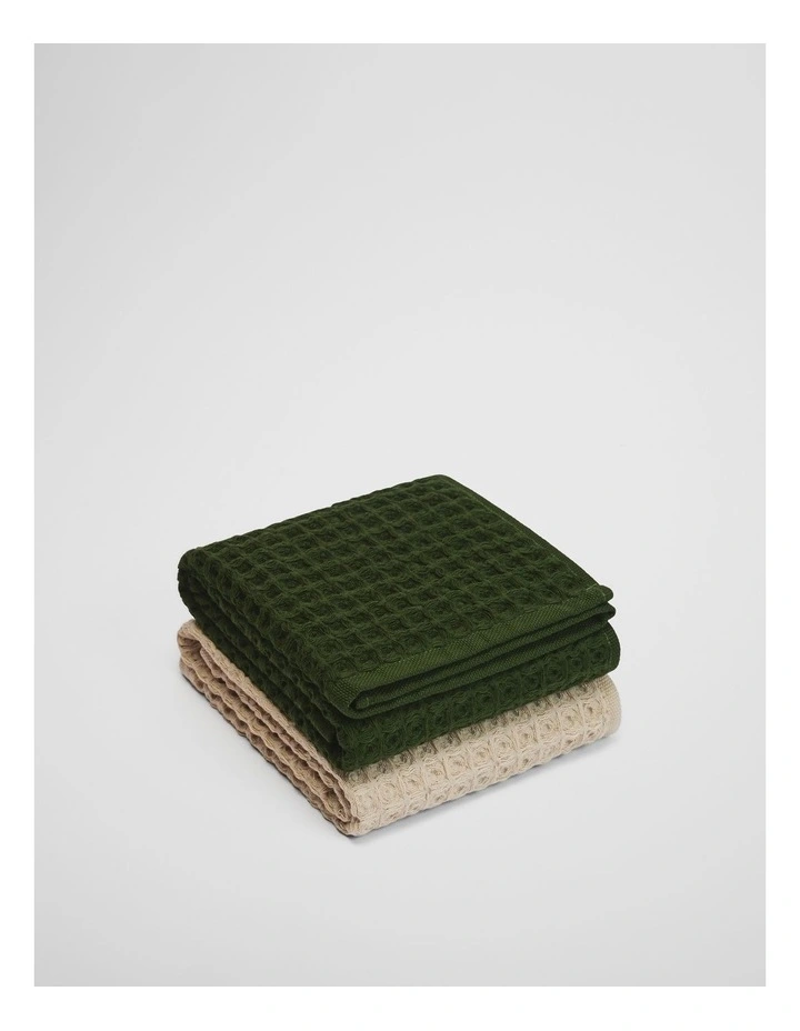 Meeka Australian Cotton Tea Towel Pack Of 2 in Dark Olive image 1