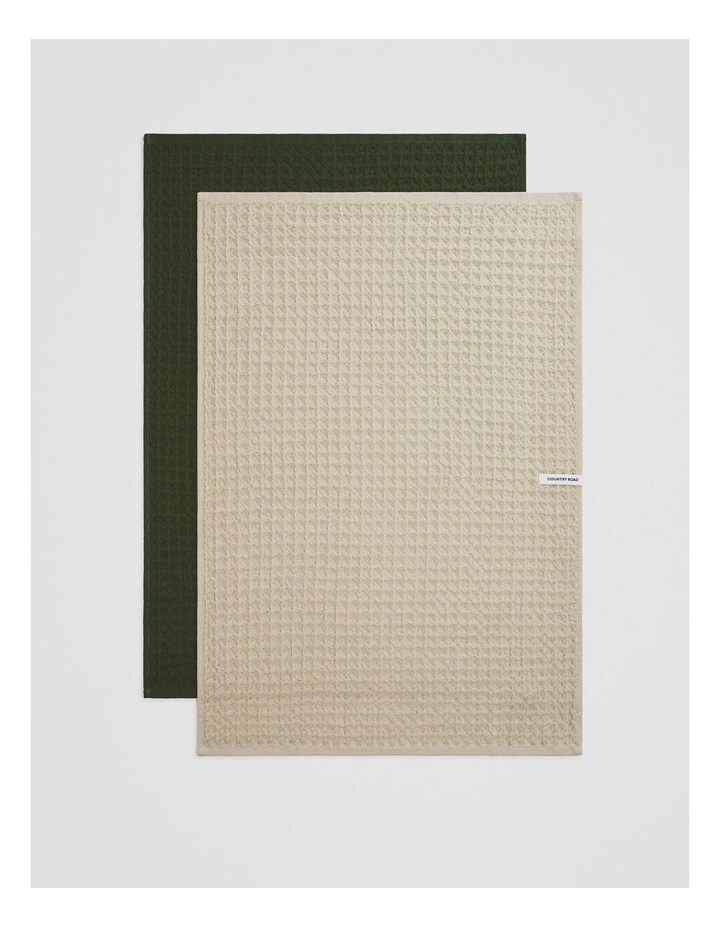 Meeka Australian Cotton Tea Towel Pack Of 2 in Dark Olive image 3