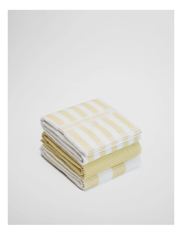 Cr Stripe Australian Cotton Tea Towel Pack Of 3 in Yarrow image 1