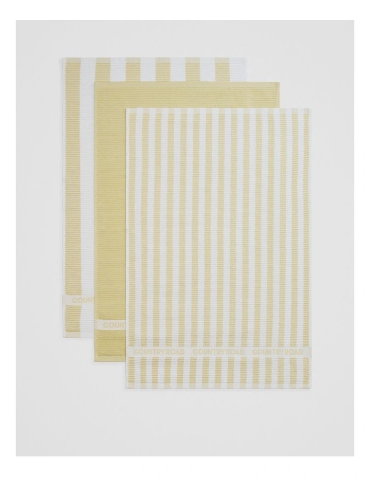Cr Stripe Australian Cotton Tea Towel Pack Of 3 in Yarrow image 3