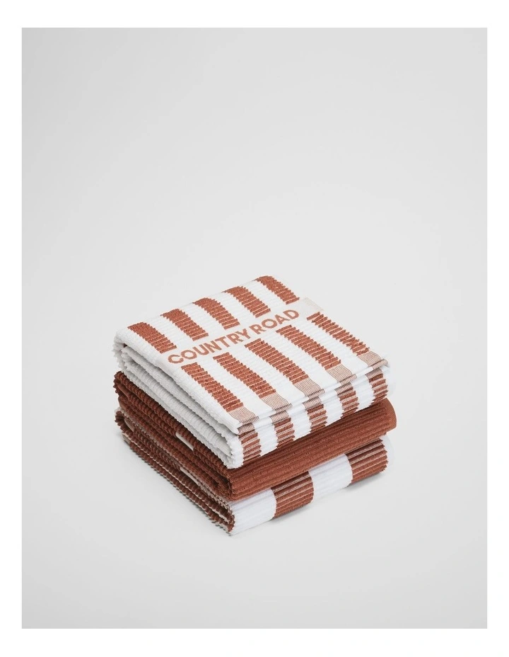 Cr Stripe Australian Cotton Tea Towel Pack Of 3 in Auburn image 1