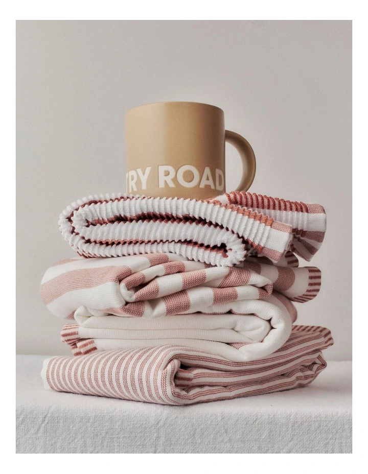 CR Stripe Australian Cotton Tea Towel Pack of 3 in Auburn image 2