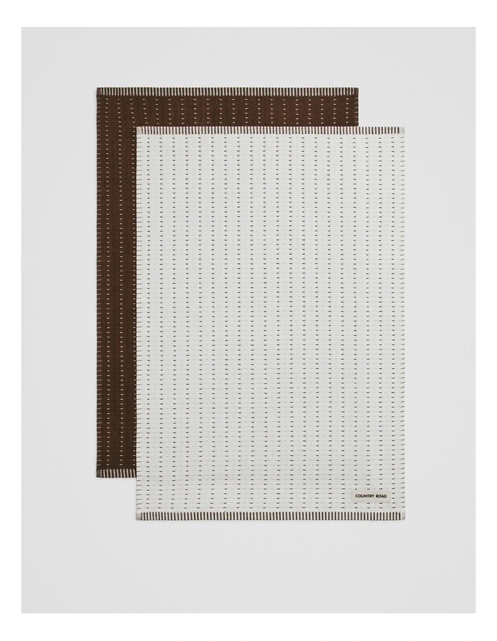 Mira Australian Cotton Tea Towel Pack of 2 in Dark Ash image 3
