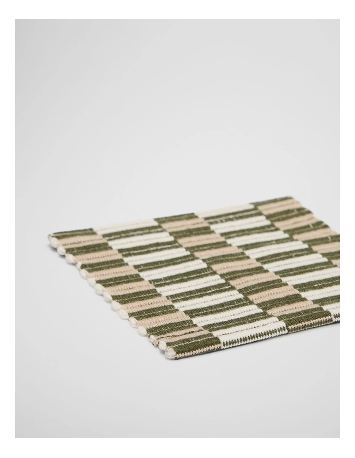 TARRA Coaster Set/4 in Dark Olive Stripe image 3