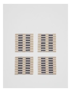 Tarra Coaster Set Of 4 in Charcoal Stripe
