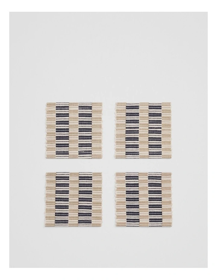Tarra Coaster Set Of 4 in Charcoal Stripe image 1