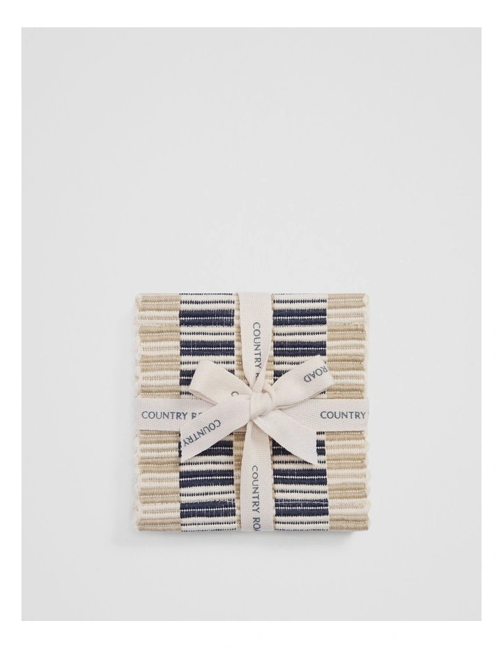TARRA Coaster Set/4 in Charcoal Stripe image 4