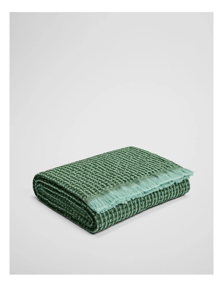 Chryssie Waffle Throw in Dark Olive image 3