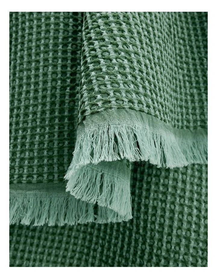 Chryssie Waffle Throw in Dark Olive image 4