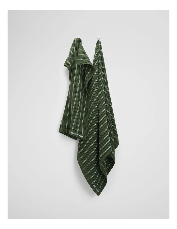 Parker Australian Cotton Hand Towel in Dark Olive image 3