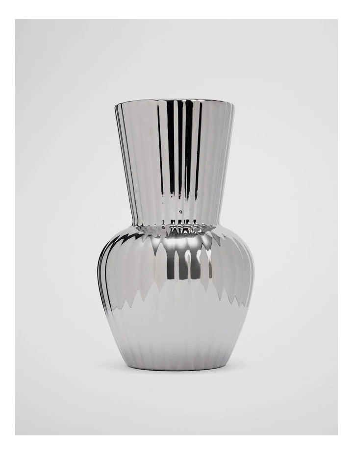 Vicki Medium Metallic Vase in Silver image 1
