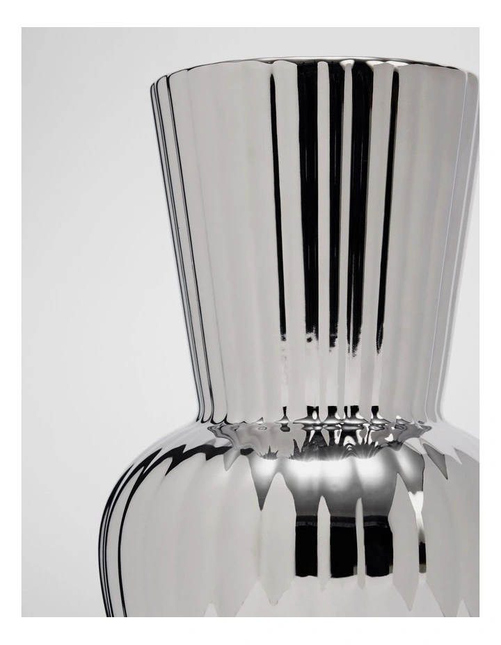 Vicki Medium Metallic Vase in Silver image 2