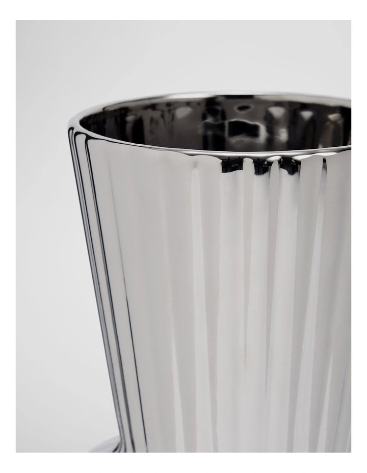Vicki Medium Metallic Vase in Silver image 3