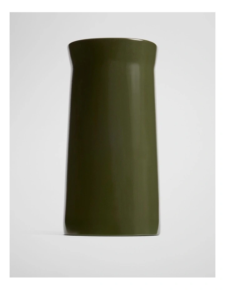 Vara Large Stoneware Vase in Dark Olive image 1