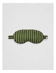Silk Eye Mask in Dark Olive Stripe