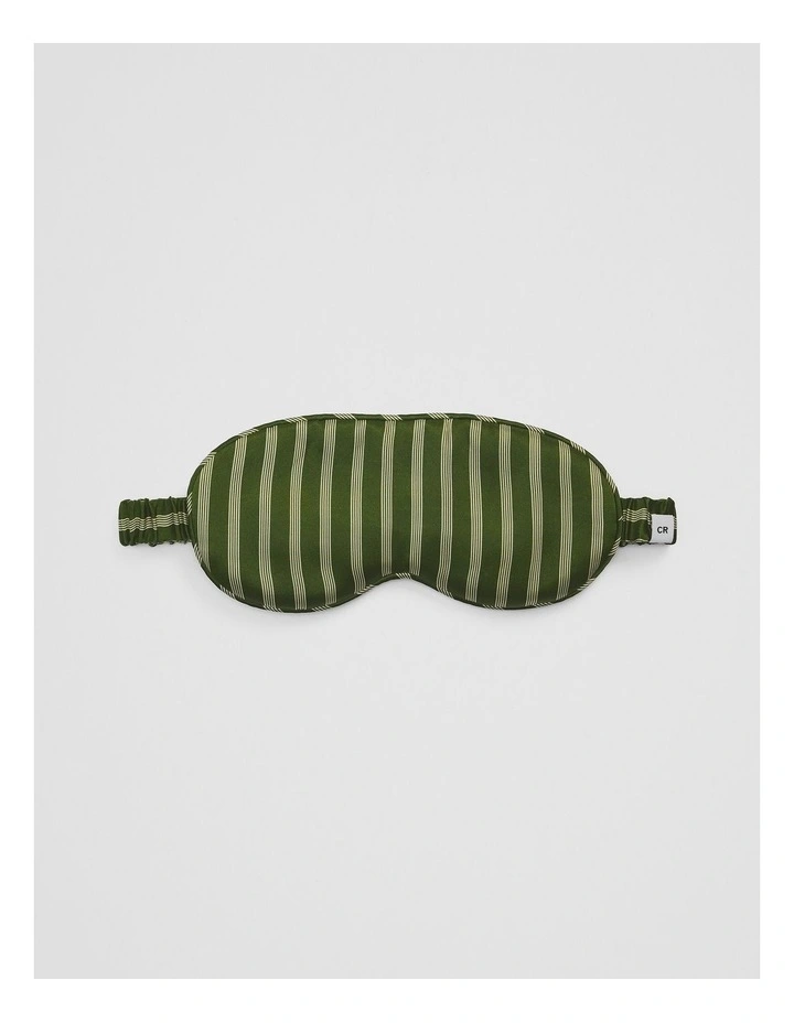 Silk Eye Mask in Dark Olive Stripe image 1