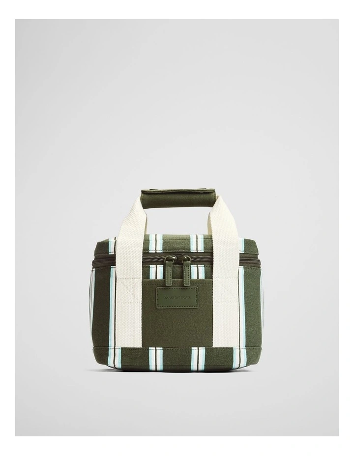 Bay Small Cooler Bag in Dark Olive Stripe image 1