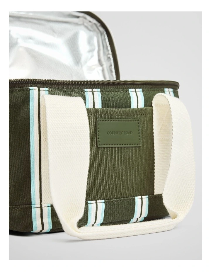 Bay Small Cooler Bag in Dark Olive Stripe image 2