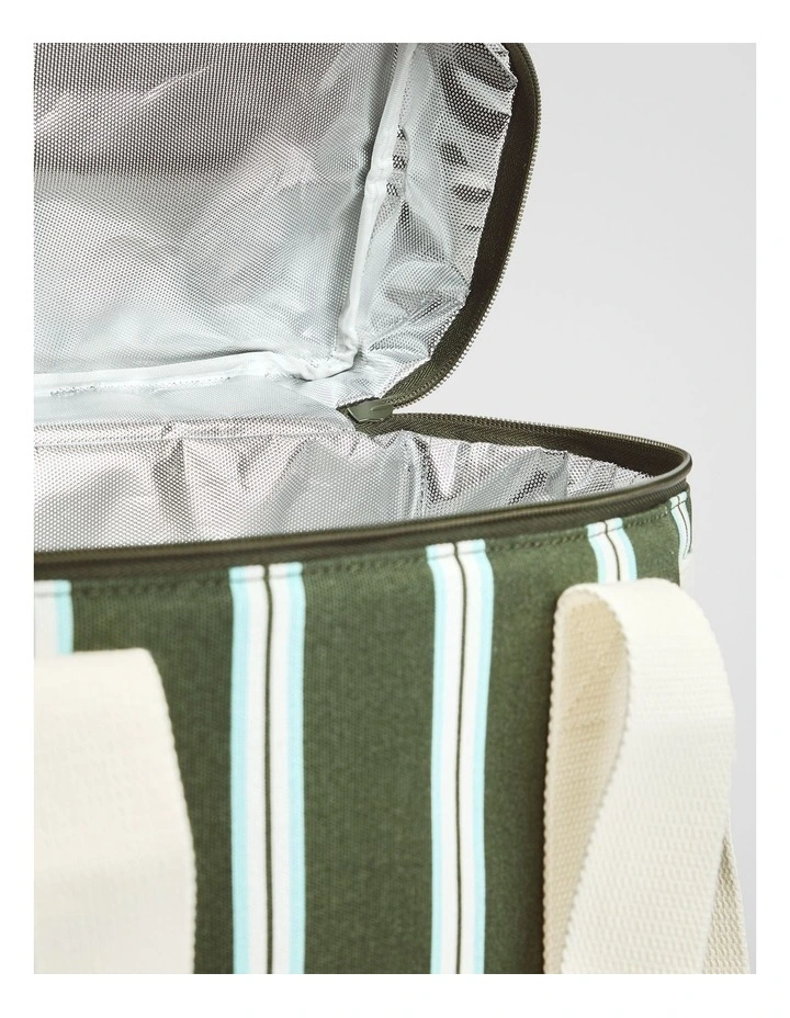 Bay Medium Cooler Bag in Dark Olive Stripe image 2