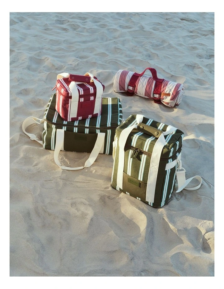 Bay Large Cooler Bag in Dark Olive Stripe image 2