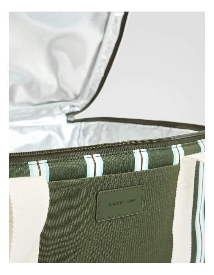 Bay Large Cooler Bag in Dark Olive Stripe image 2