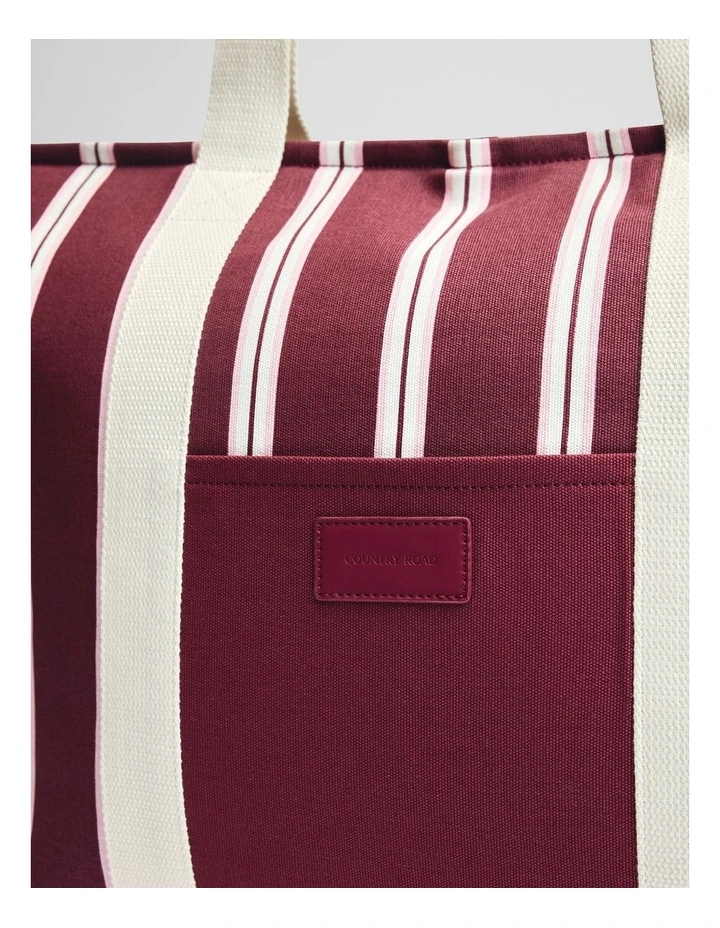 Bay Cooler Tote in Merlot Stripe image 2