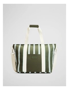 Bay Cooler Tote in Dark Olive Stripe