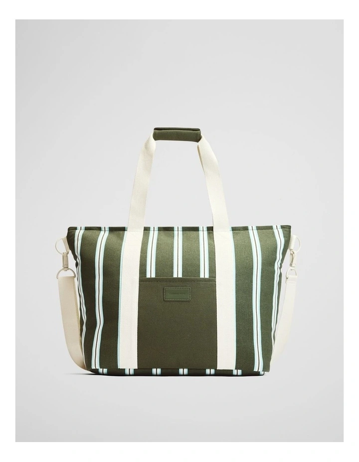 Bay Cooler Tote in Dark Olive Stripe image 1