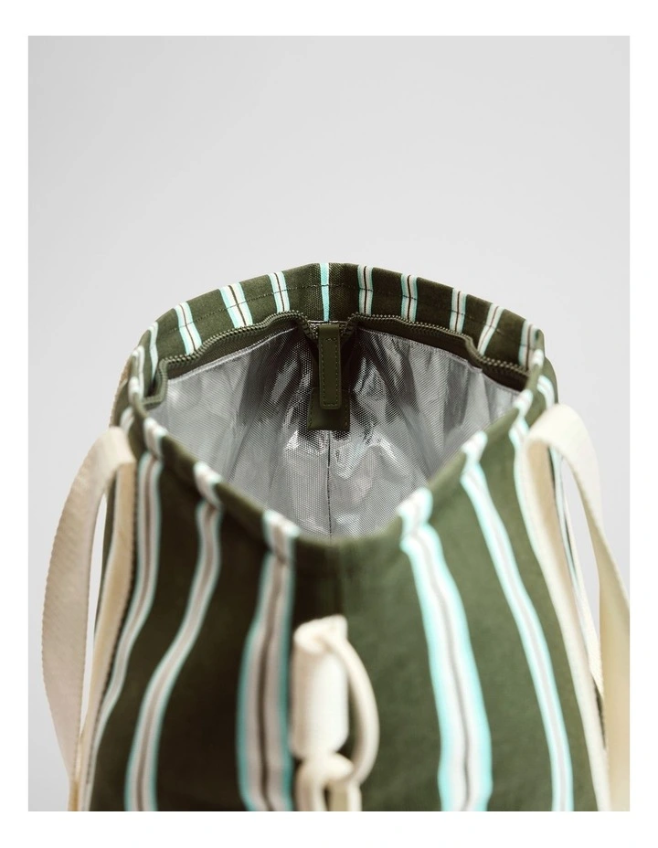 Bay Cooler Tote in Dark Olive Stripe image 3