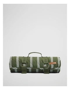 Brie Picnic Blanket in Dark Olive Stripe