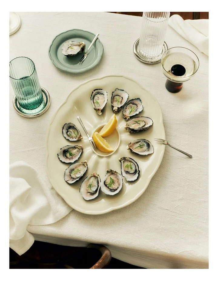 Luna 12 Piece Oyster Platter in Off White image 2