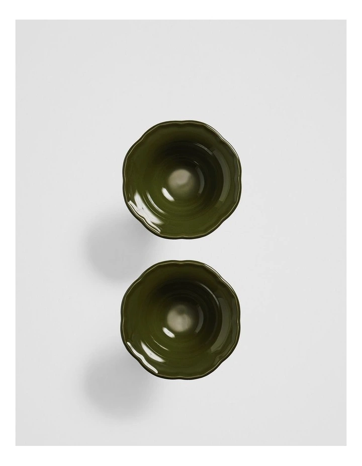 Luna Footed Bowl Set Of 2 in Dark Olive image 3