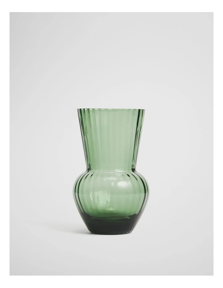 Vicki Small Glass Vase in Dark Olive image 1