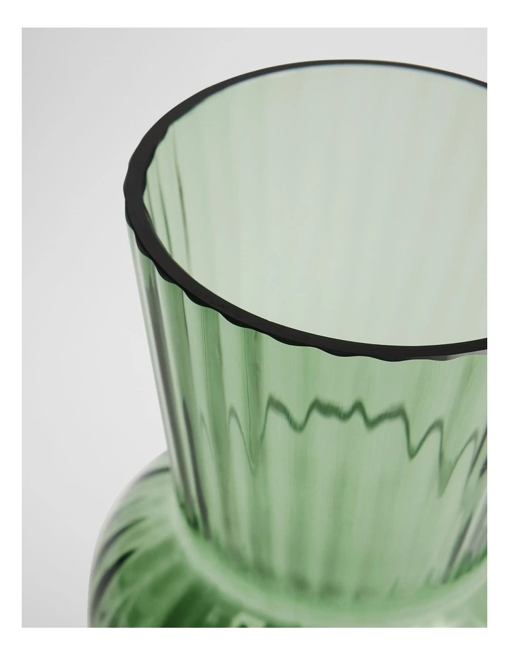 Vicki Small Glass Vase in Dark Olive image 3
