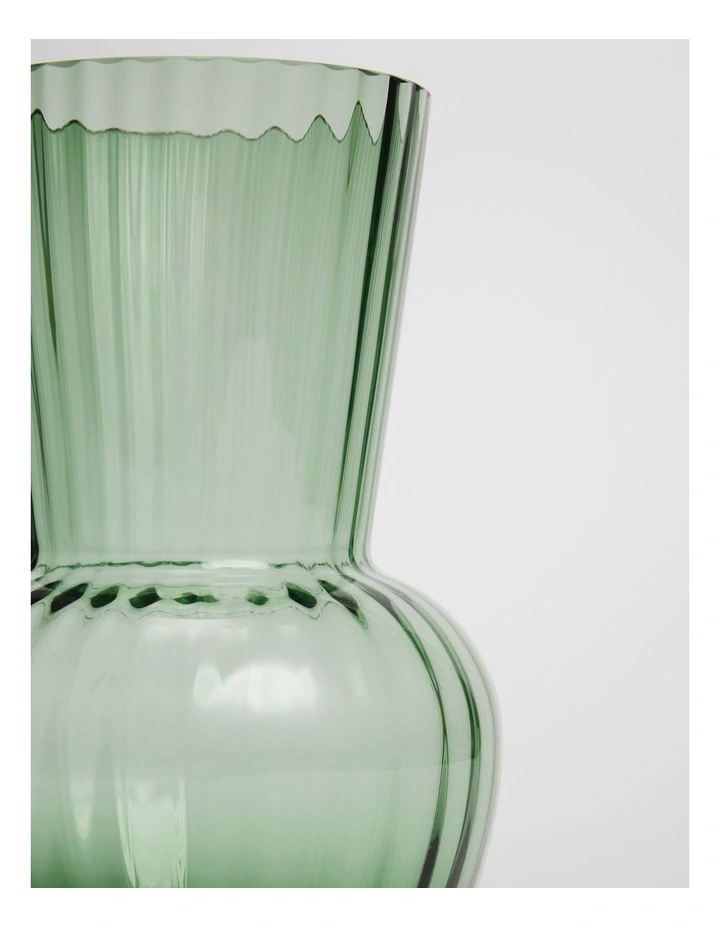 Vicki Medium Glass Vase in Dark Olive image 2