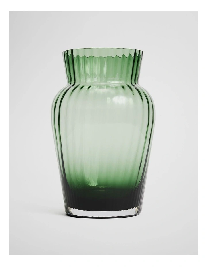 Vicki Large Glass Vase in Dark Olive image 1