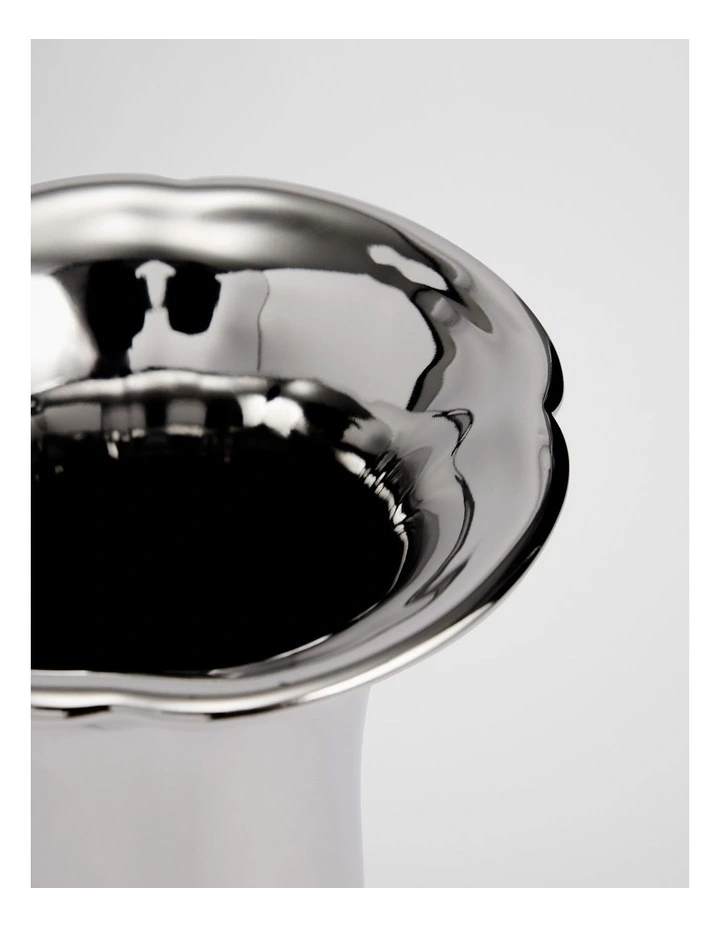 Olinda Tall Metallic Vase in Silver image 2