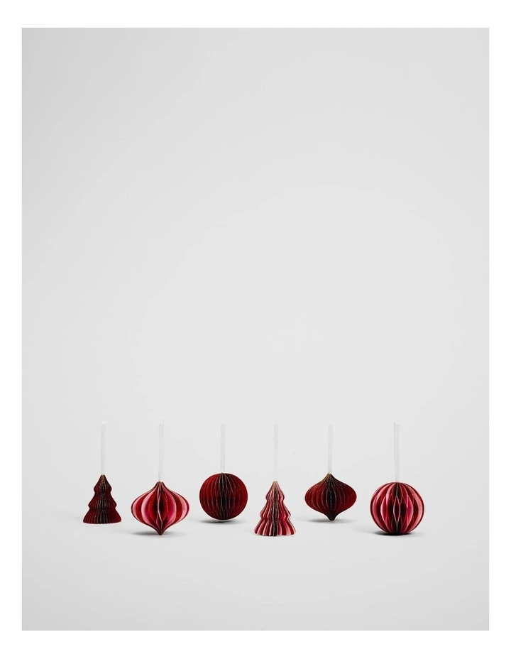 Honeycomb Decoration Set Of 6 in Ruby Stripe image 1