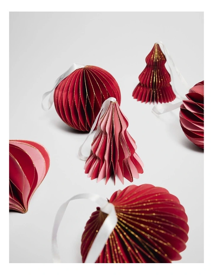 Honeycomb Decoration Set Of 6 in Ruby Stripe image 2