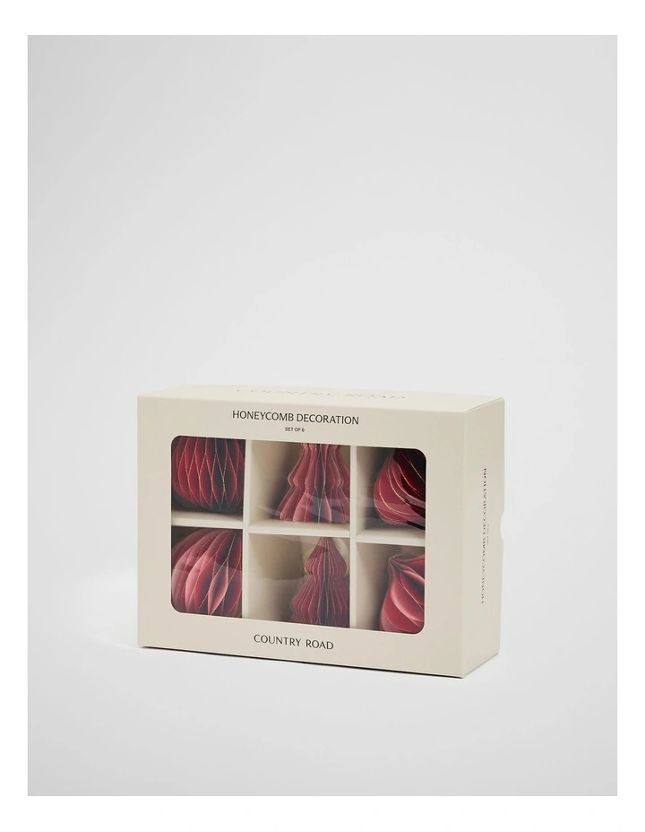 Honeycomb Decoration Set Of 6 in Ruby Stripe image 3