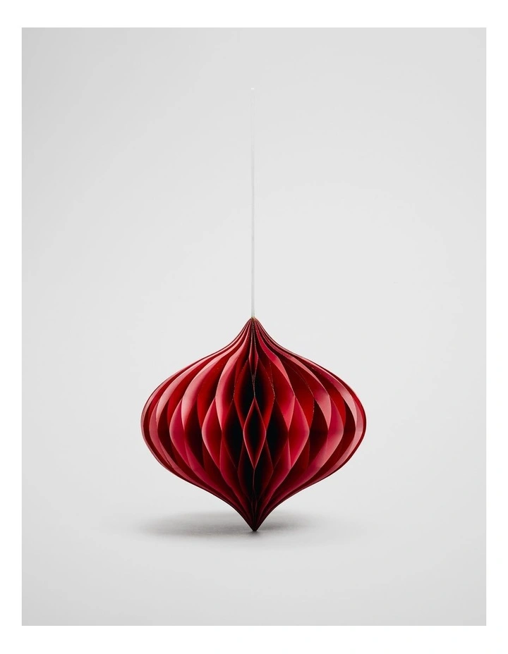 Honeycomb Ornament Large in Ruby Stripe image 1