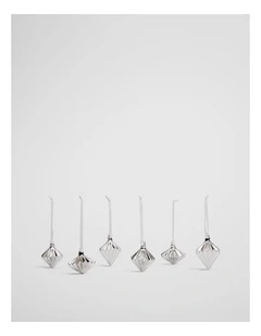 Orion Glass Bauble Set Of 6 in Silver
